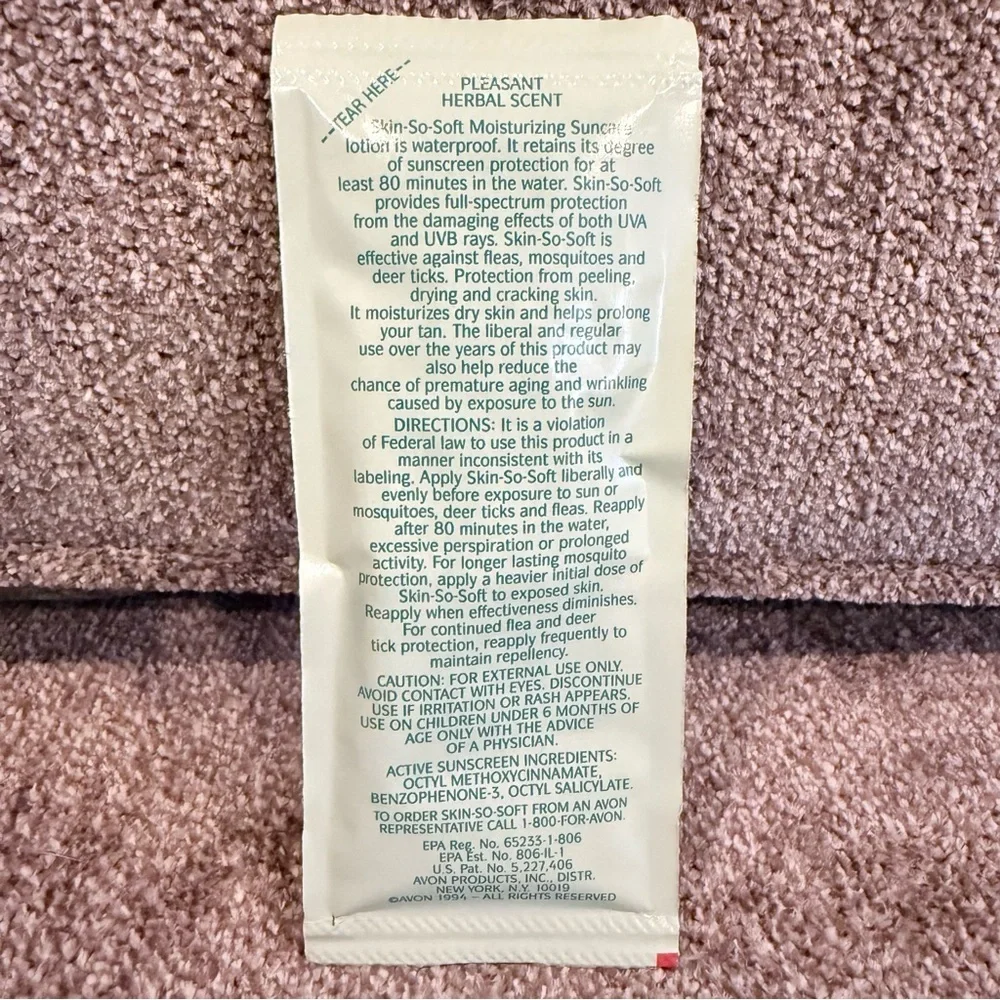 NOS Avon Skin-So-Soft Herbal Fresh sun care/repellant 10 sample pack